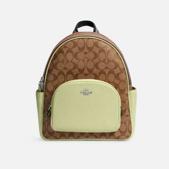 Coach Bags Coach Court Backpack In Signature Canvassvkhakipale Lime